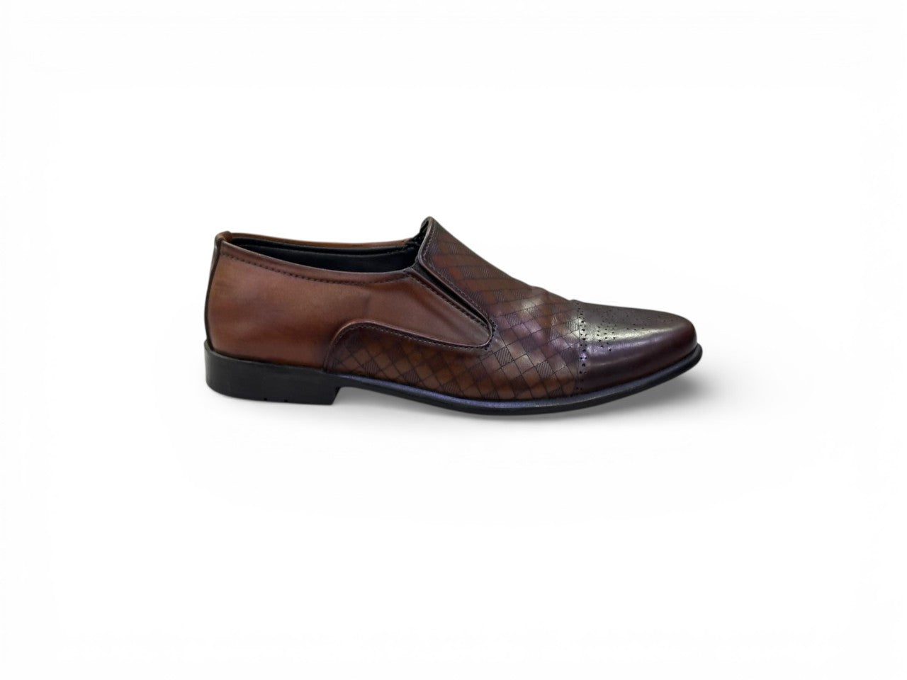 LA MARCA Men's Premium Leather Woven-Design Formal Slip-On Shoes.