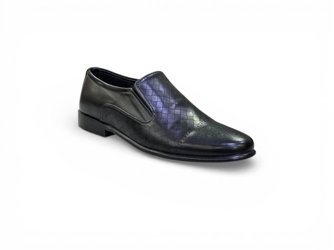LA MARCA Men's Premium Leather Woven-Design Formal Slip-On Shoes.