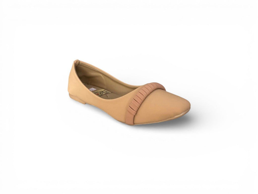 Tan Pointed-Toe Pumps with Ribbed Vamp