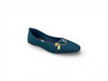 The Sapphire Heart: Elegant Gold-Buckle Pumps