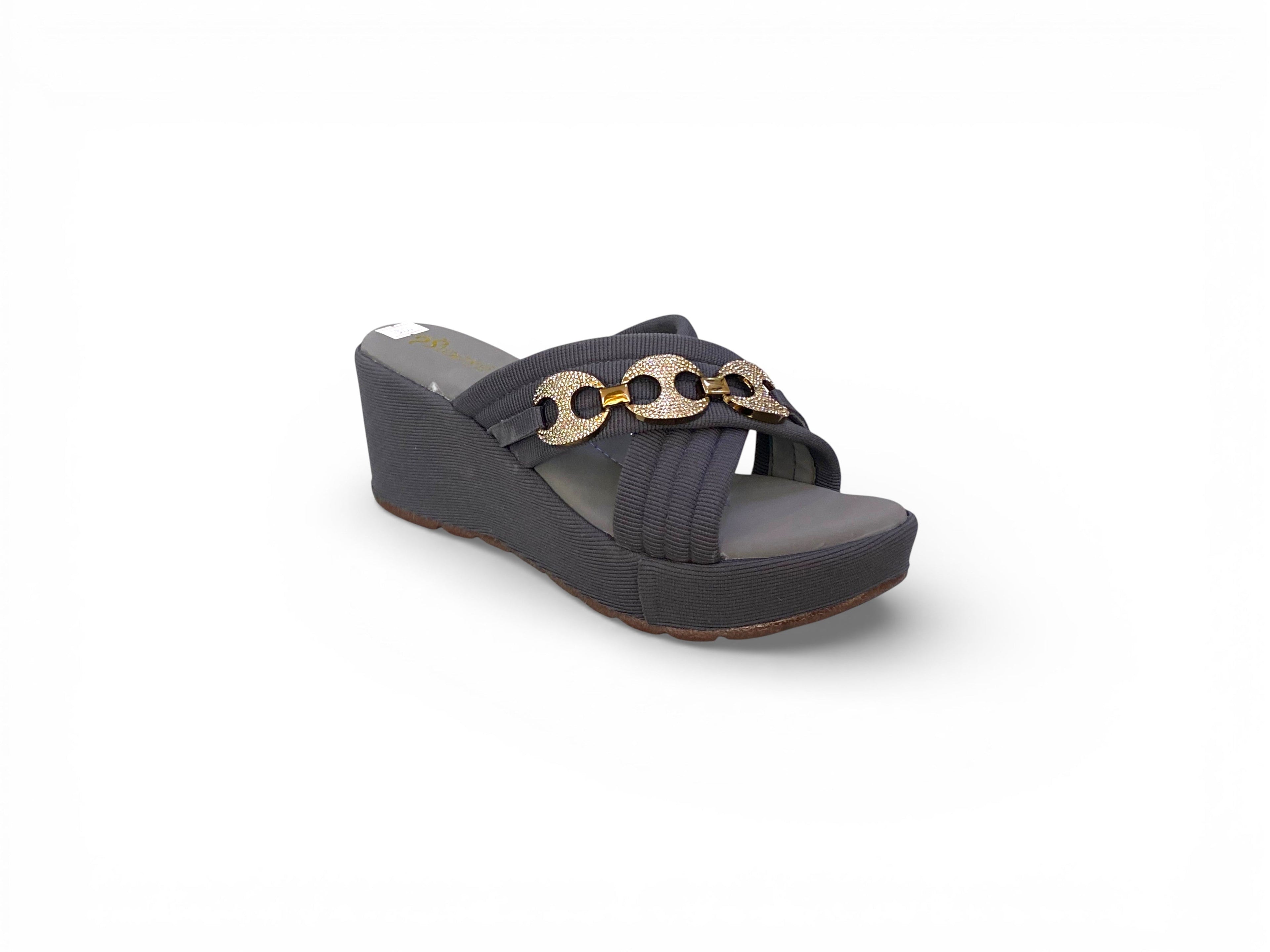Sophisticated Golden Link Platform Wedges