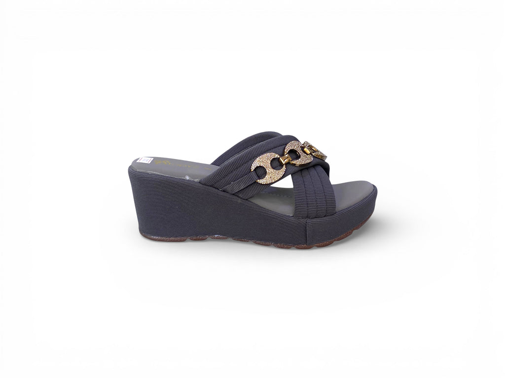 Sophisticated Golden Link Platform Wedges