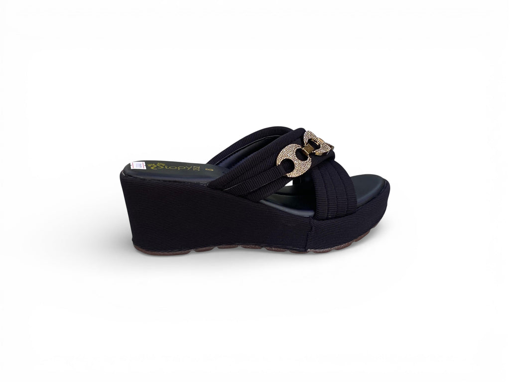 Sophisticated Golden Link Platform Wedges