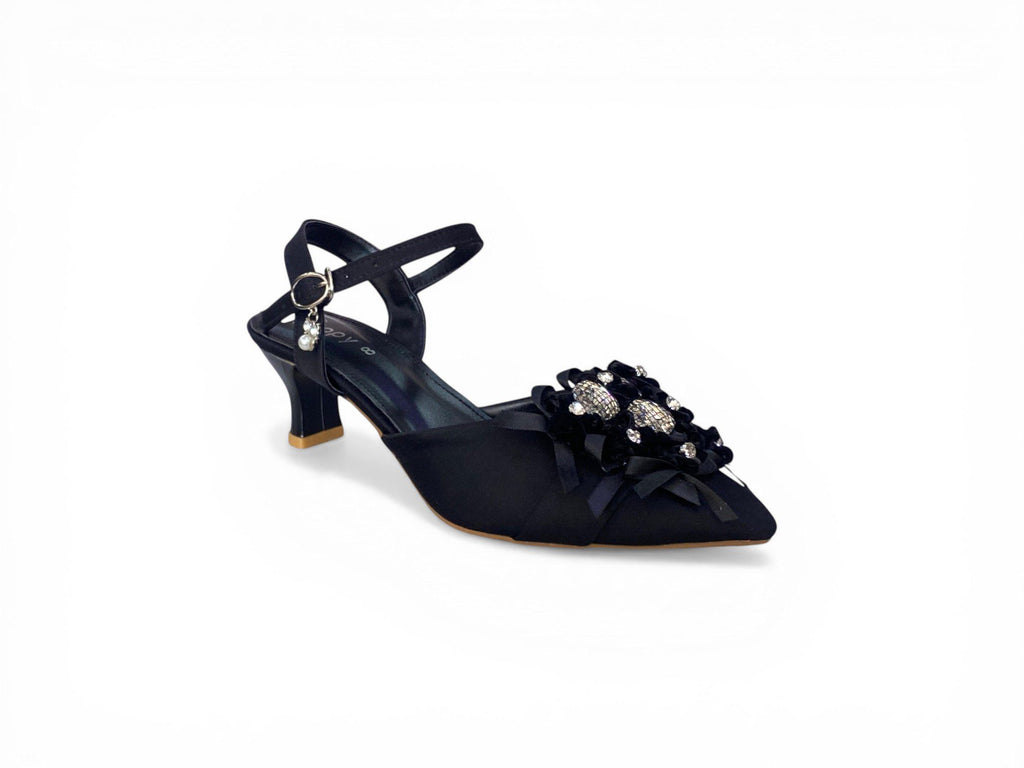 Regal Bloom Rhinestone Court Shoes