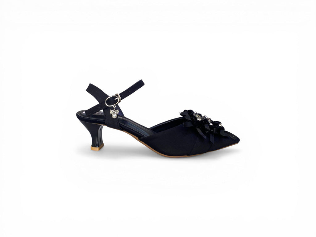 Regal Bloom Rhinestone Court Shoes