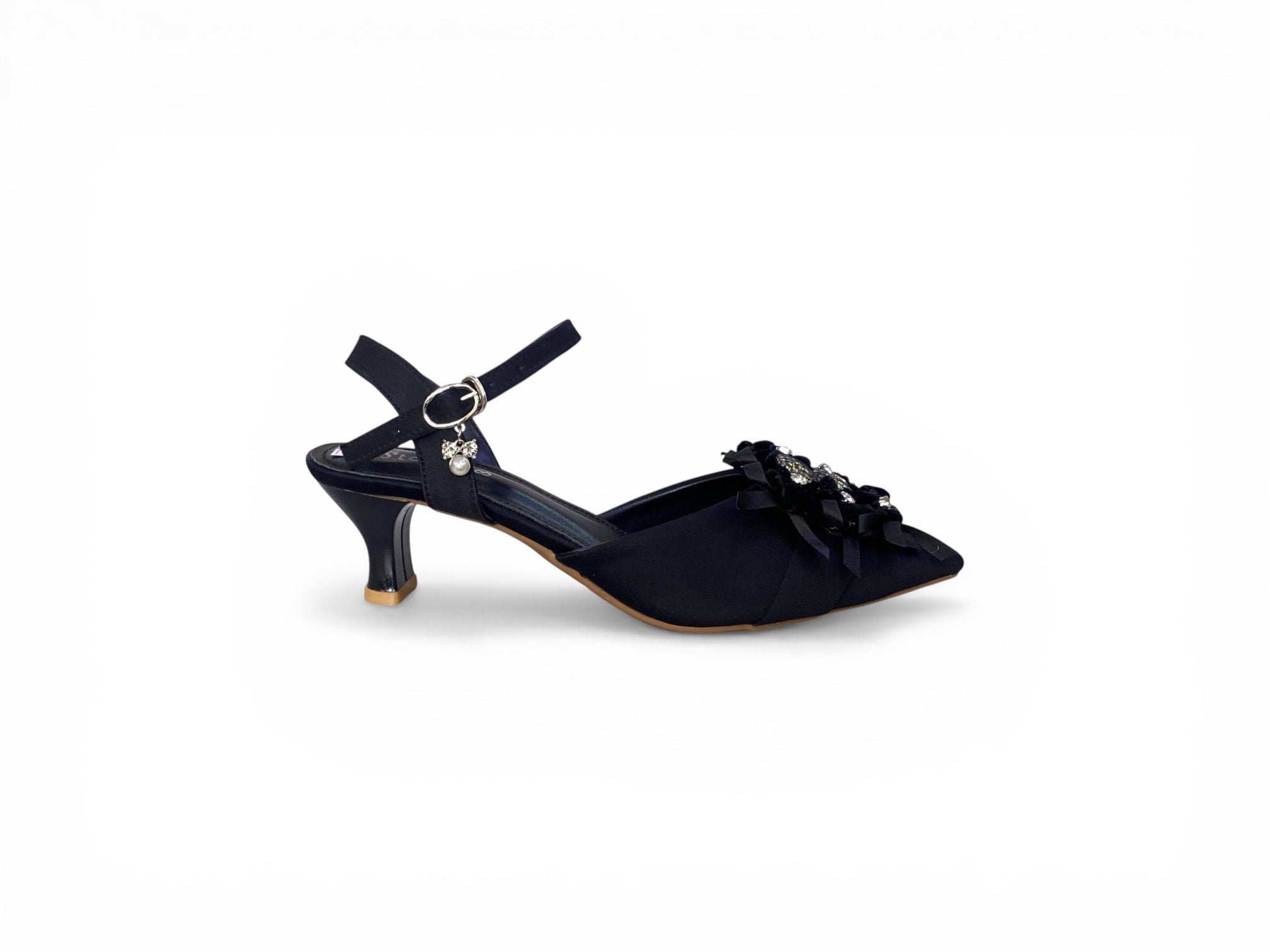 Regal Bloom Rhinestone Court Shoes