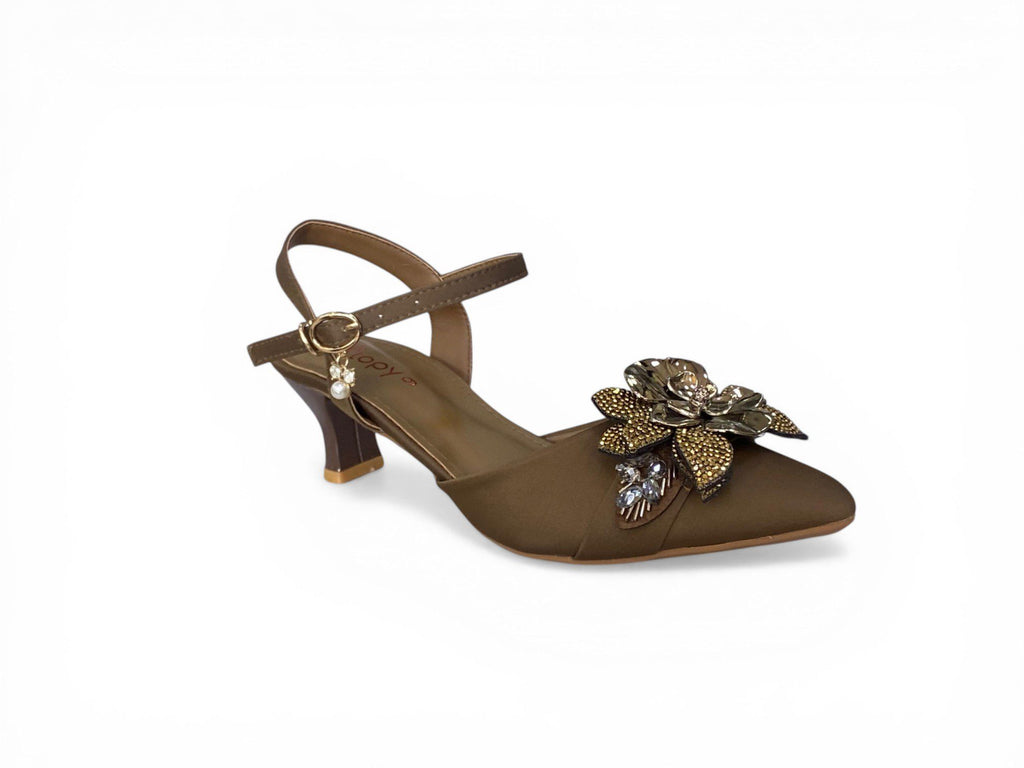 Regal Bloom Rhinestone Court Shoes