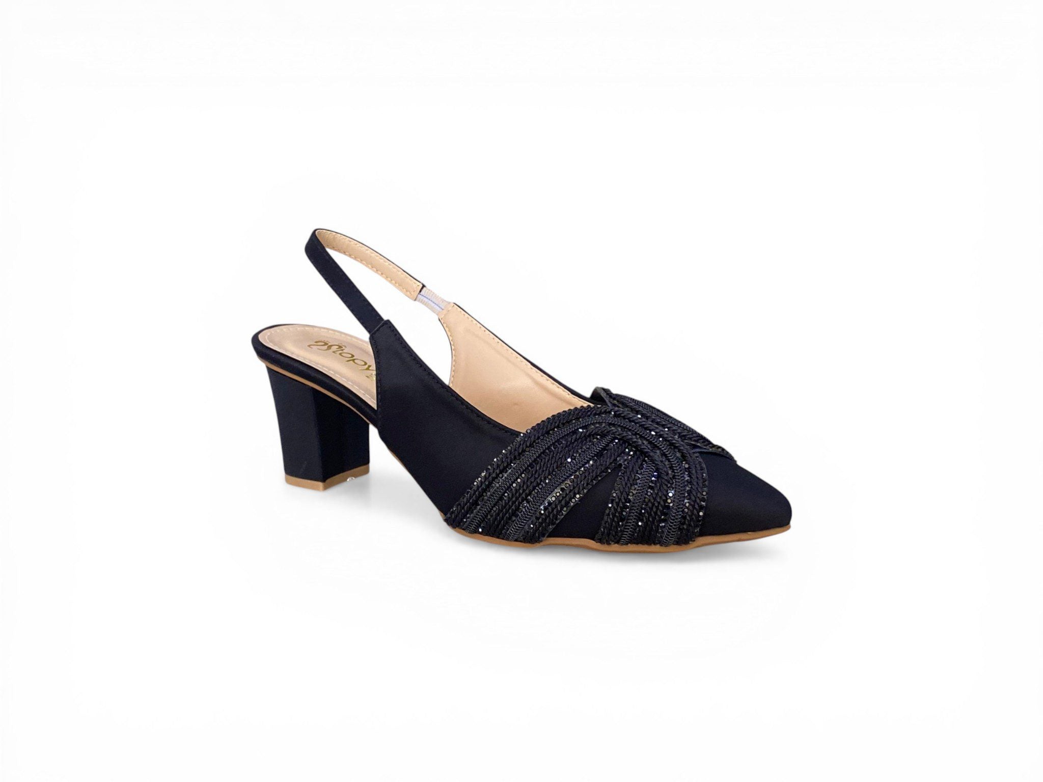 Sofia Woven Slingback – Navy/Black