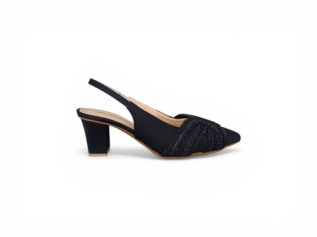 Sofia Woven Slingback – Navy/Black