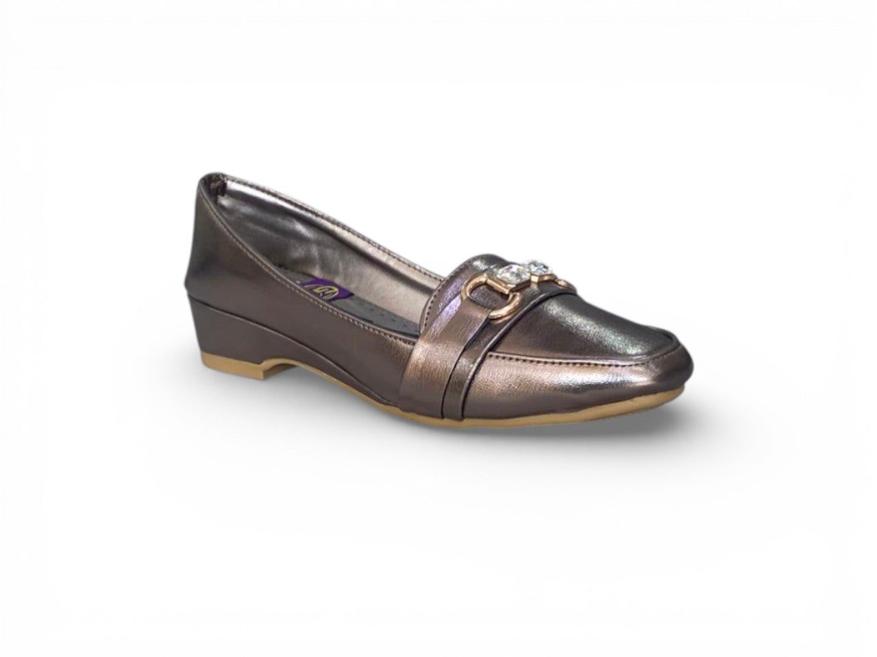Metallic Square-Toe Bit Loafers