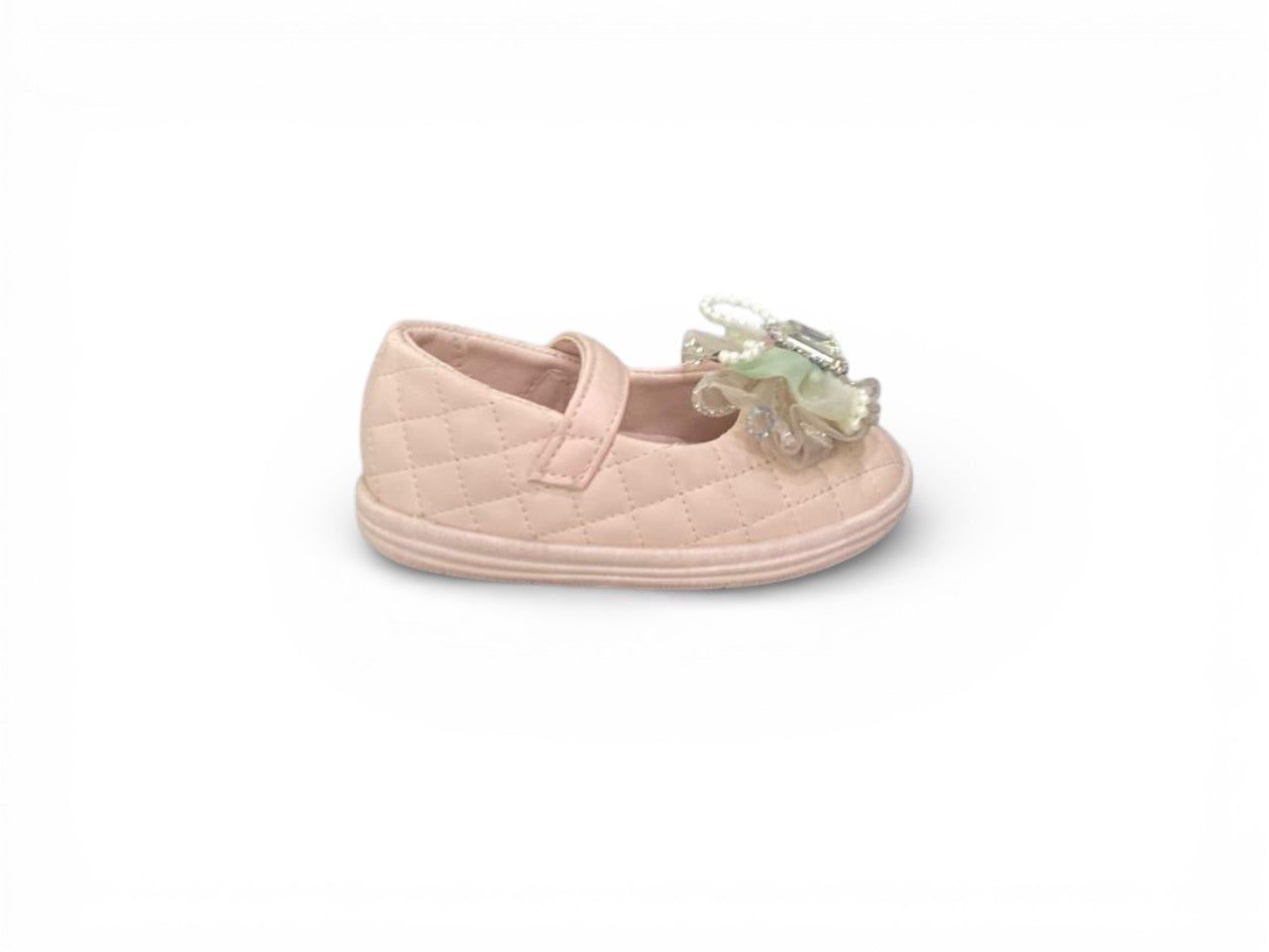 Elegant Quilted Floral Bow Party Pumps for Kids