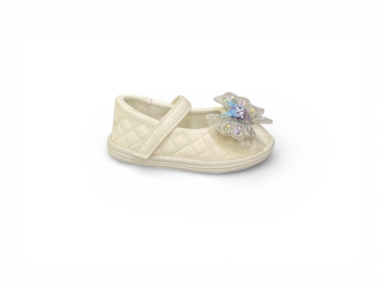 Elegant Quilted Floral Bow Party Pumps for Kids
