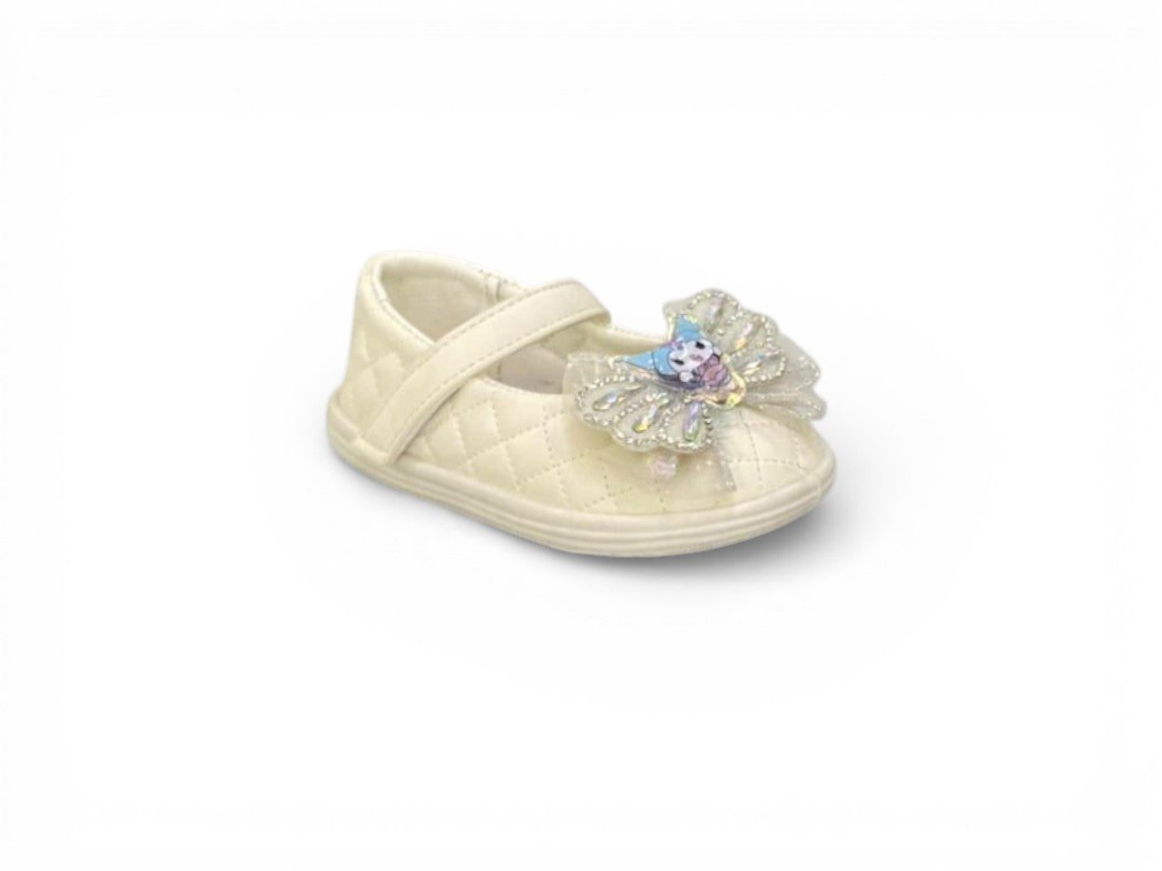 Elegant Quilted Floral Bow Party Pumps for Kids