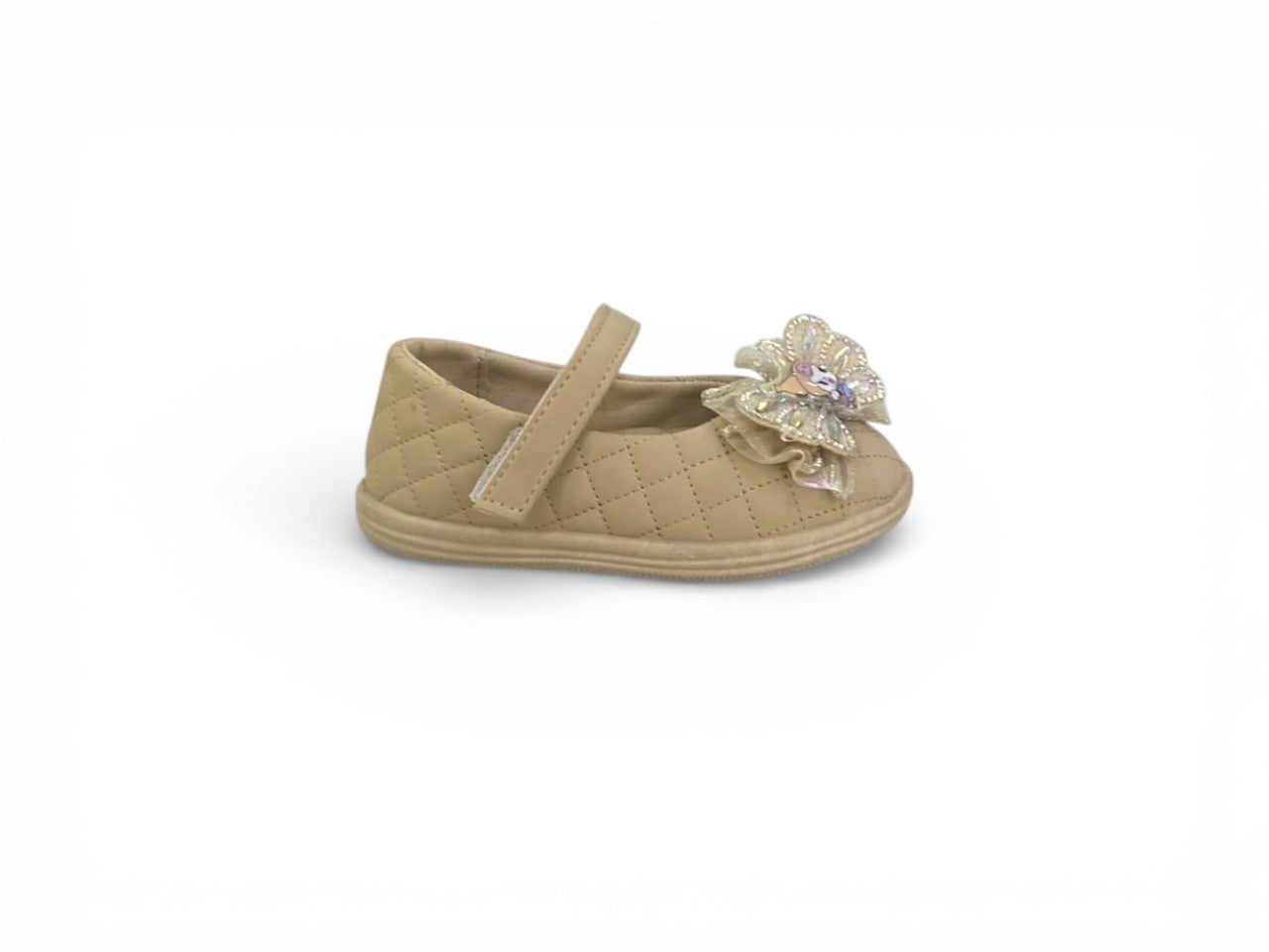 Elegant Quilted Floral Bow Party Pumps for Kids
