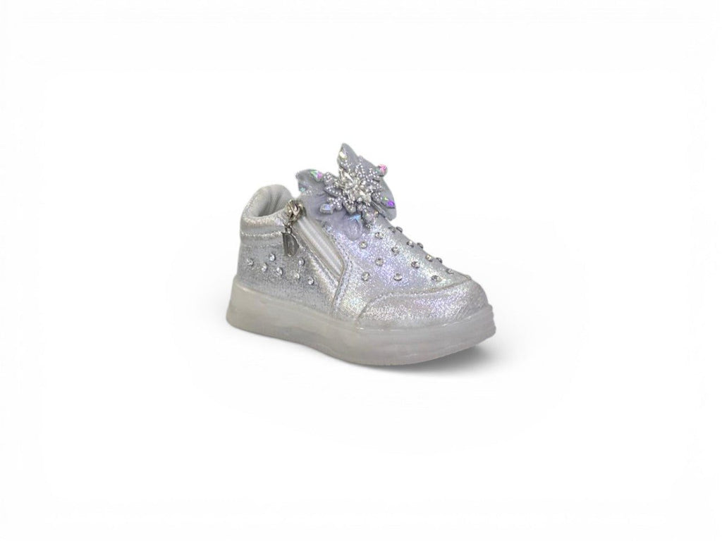 Girls' Rhinestone Sneakers with Side Zipper
