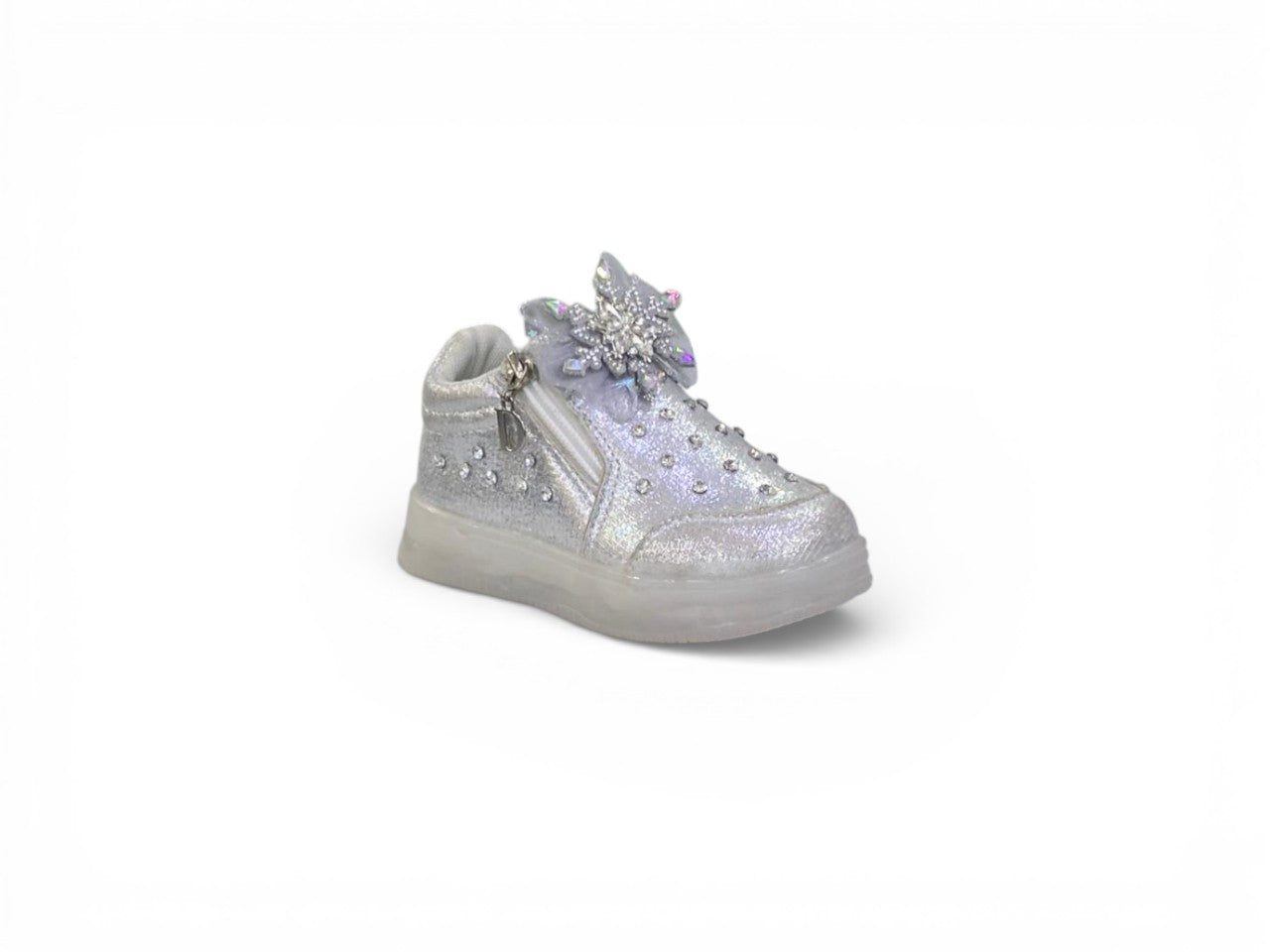 Girls' Rhinestone Sneakers with Side Zipper