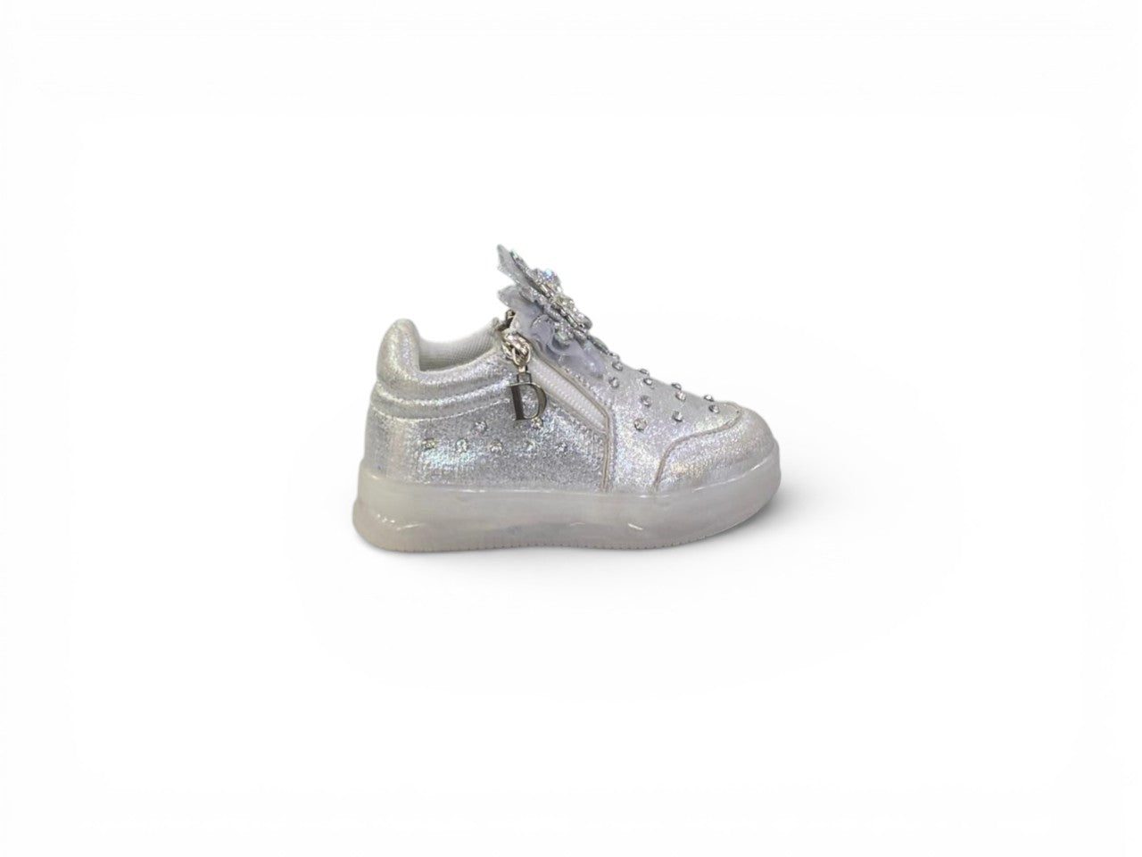 Girls' Rhinestone Sneakers with Side Zipper