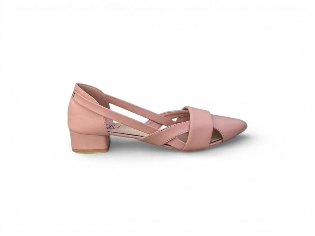 Low Block Heel Criss-Cross Strap Sandal