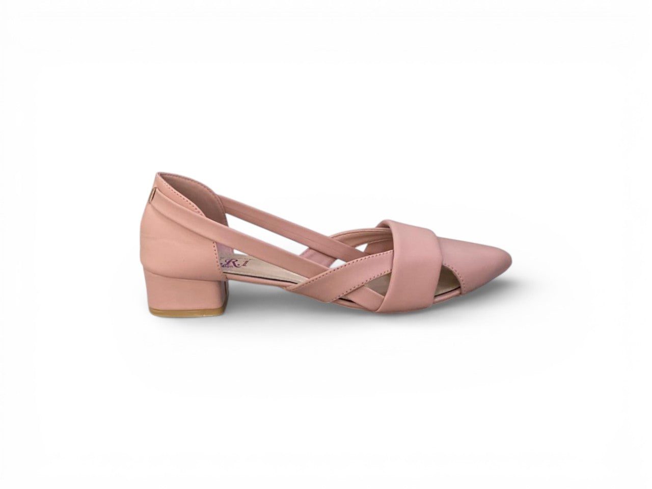 Low Block Heel Criss-Cross Strap Sandal
