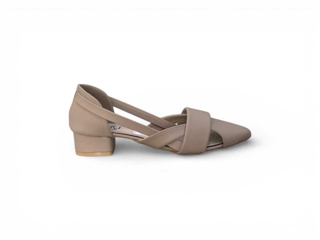 Low Block Heel Criss-Cross Strap Sandal