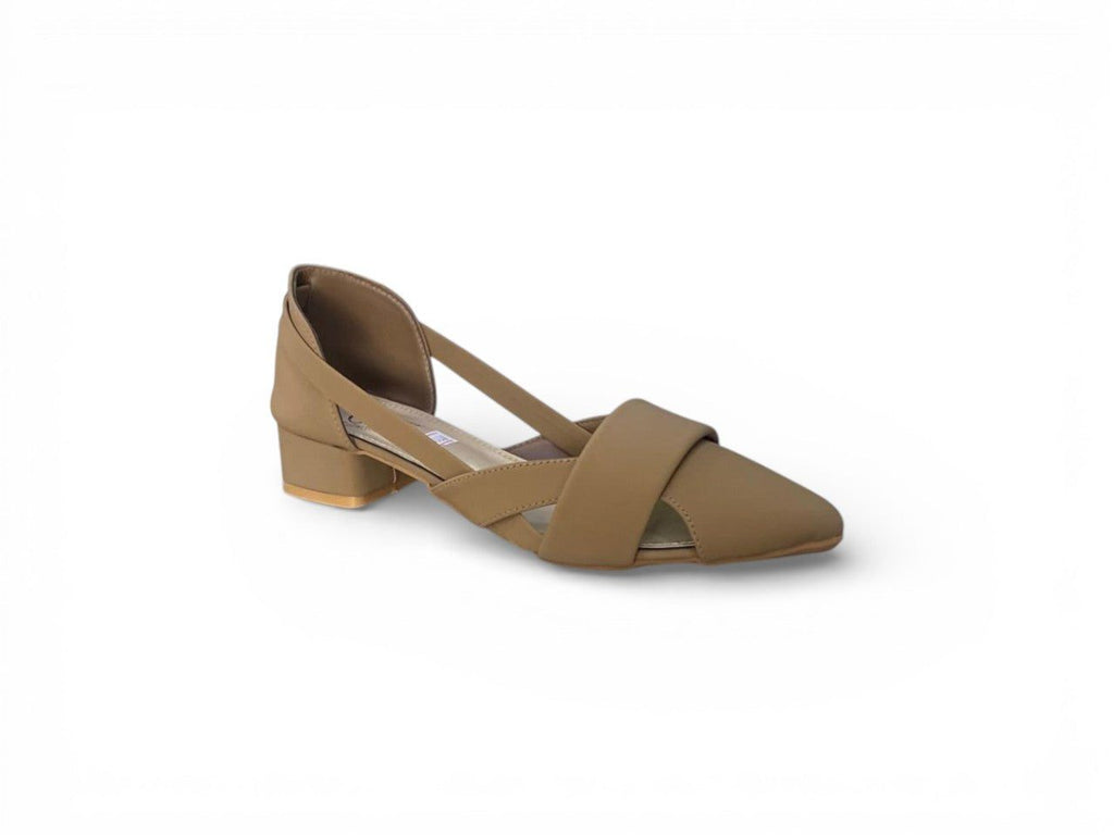 Low Block Heel Criss-Cross Strap Sandal