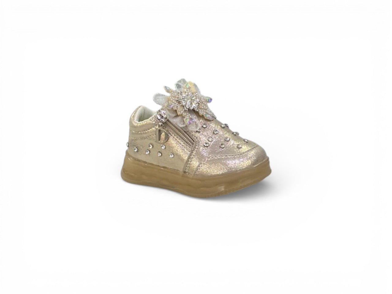 Girls' Rhinestone Sneakers with Side Zipper
