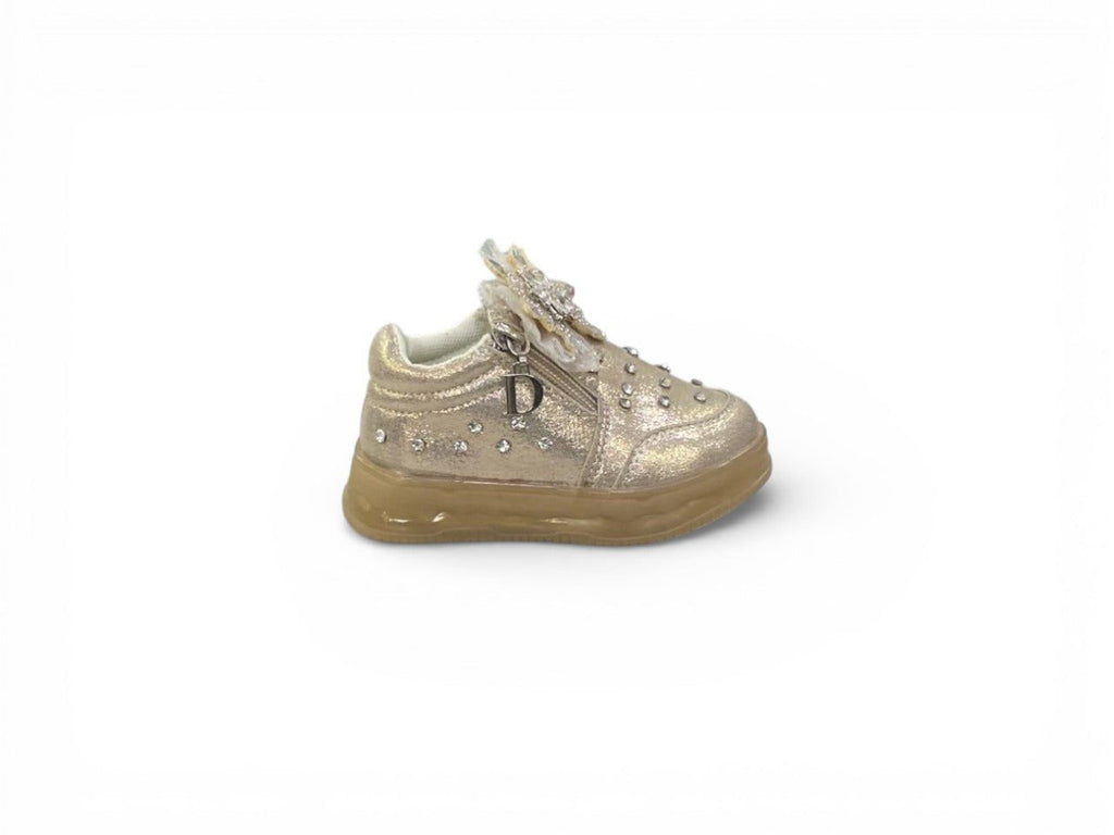 Girls' Rhinestone Sneakers with Side Zipper