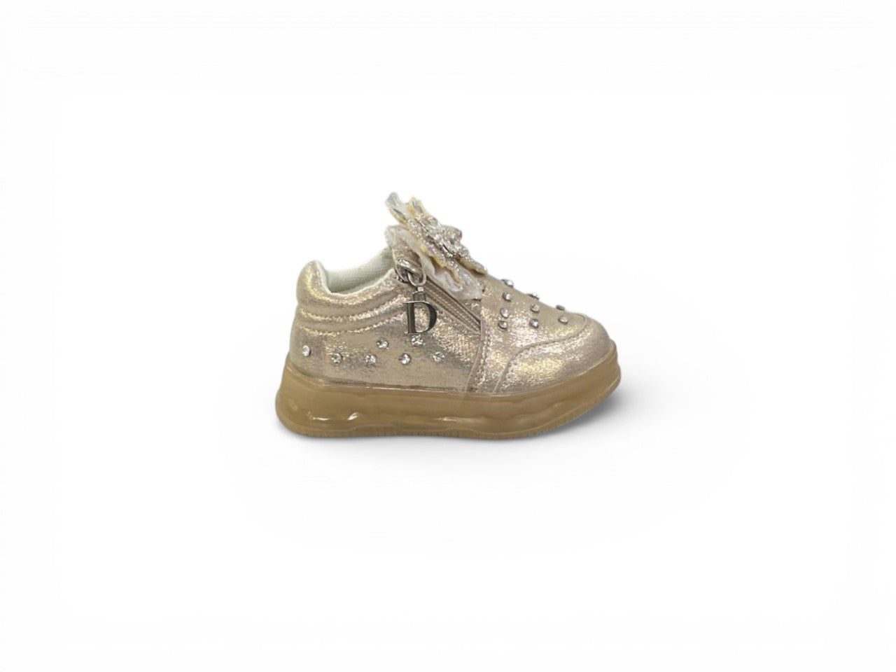 Girls' Rhinestone Sneakers with Side Zipper