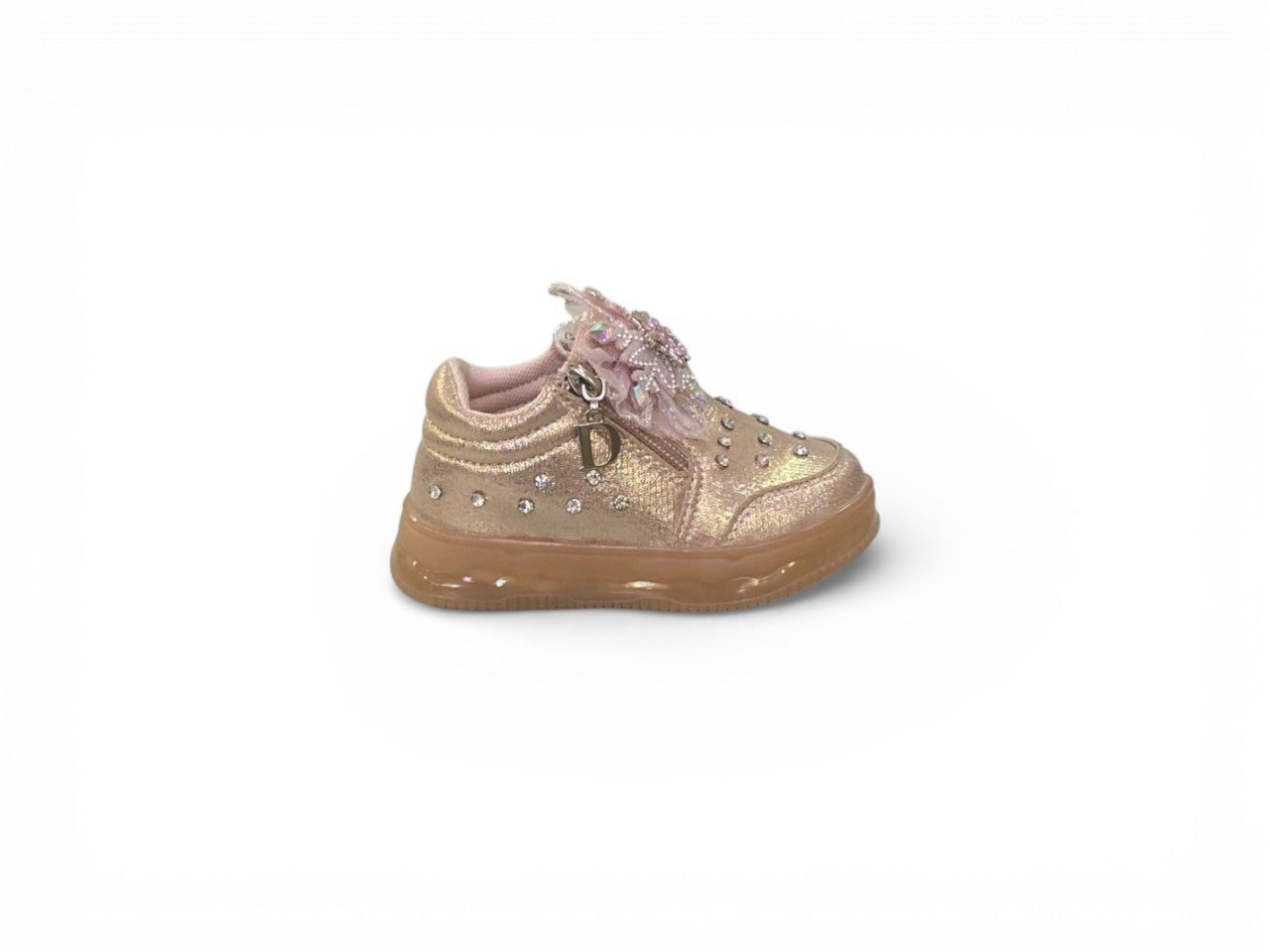 Girls' Rhinestone Sneakers with Side Zipper