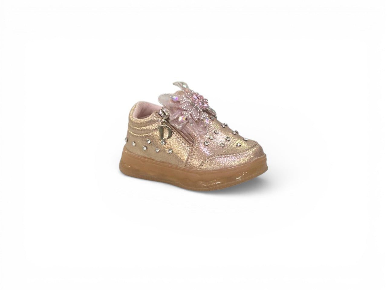 Girls' Rhinestone Sneakers with Side Zipper