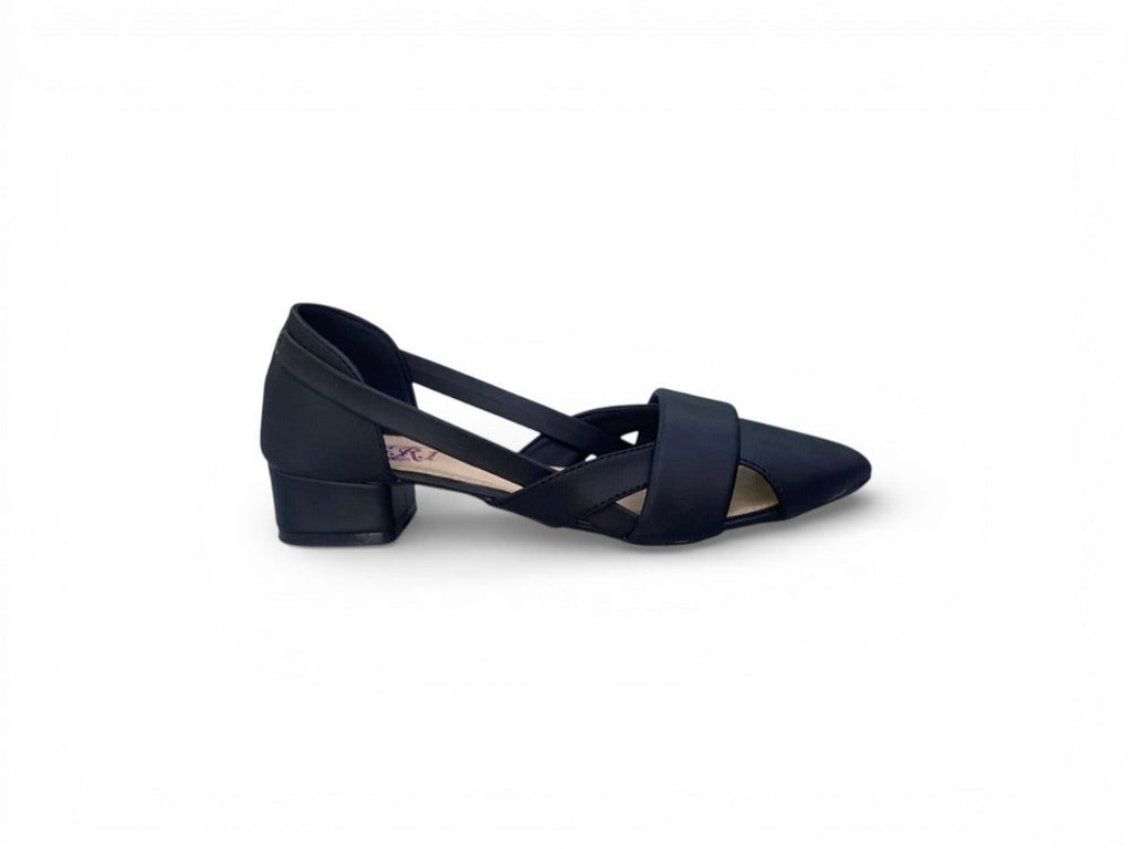 Low Block Heel Criss-Cross Strap Sandal