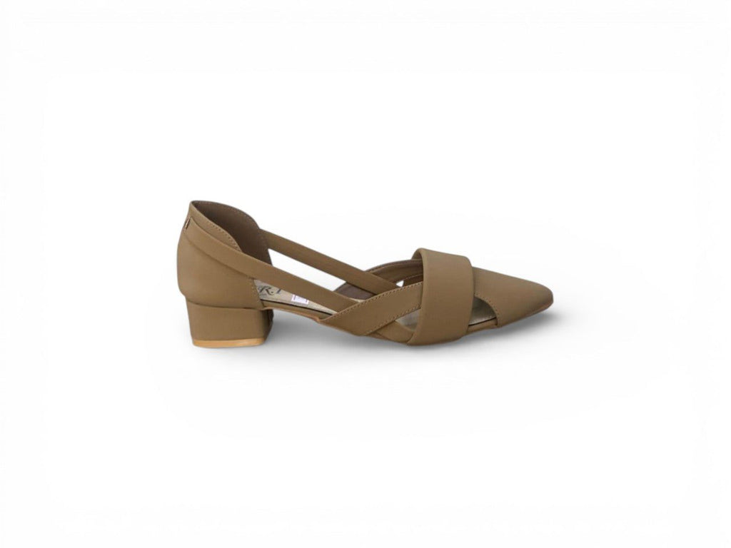 Low Block Heel Criss-Cross Strap Sandal