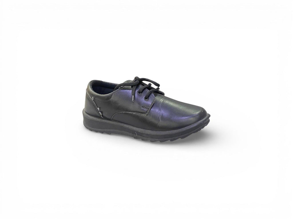 "Boys' Classic Black Lace-Up School Shoes".