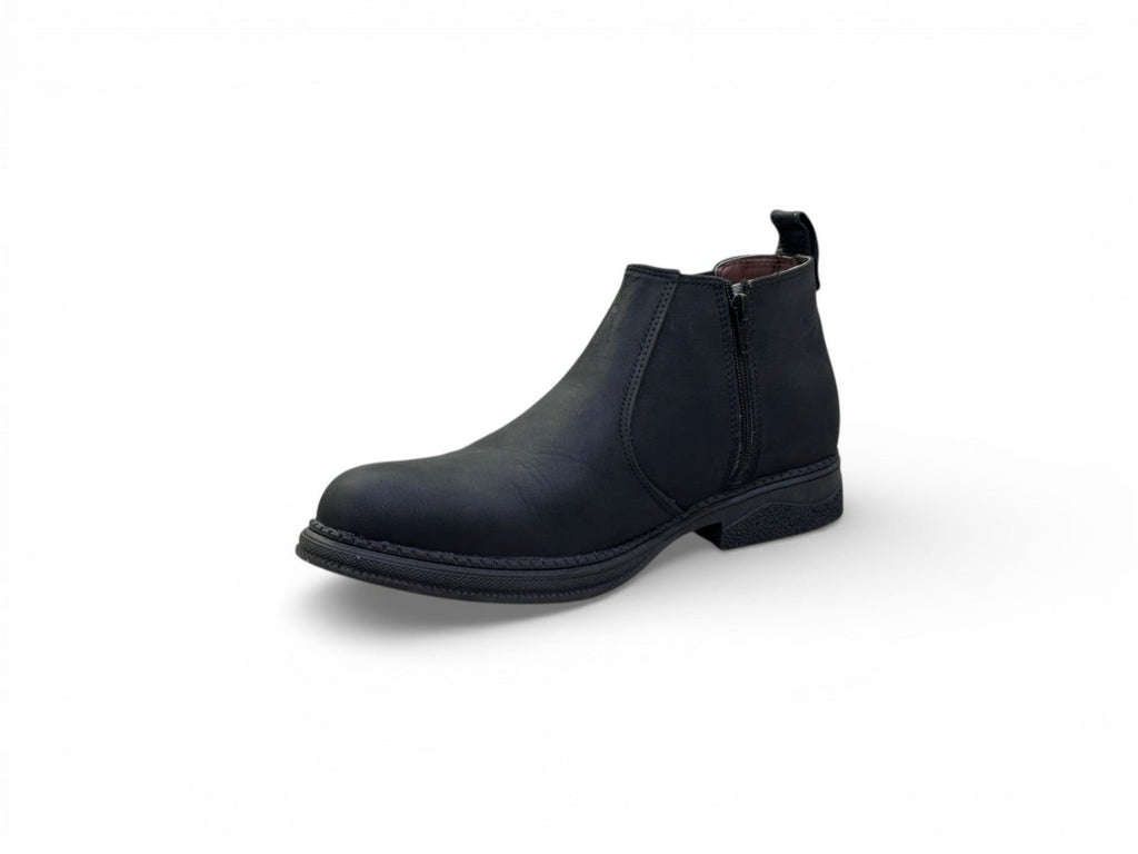 Classic Black Leather Side-Zip Chelsea Boots
