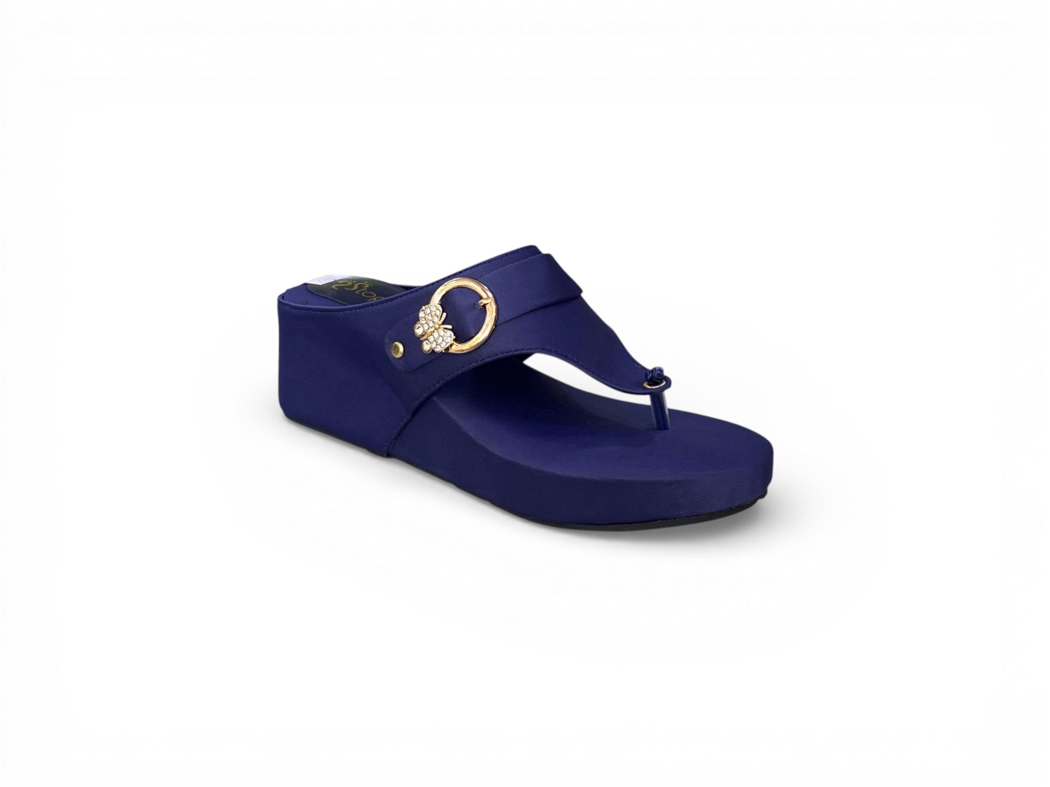 Butterfly-Buckle Wedge Sandals