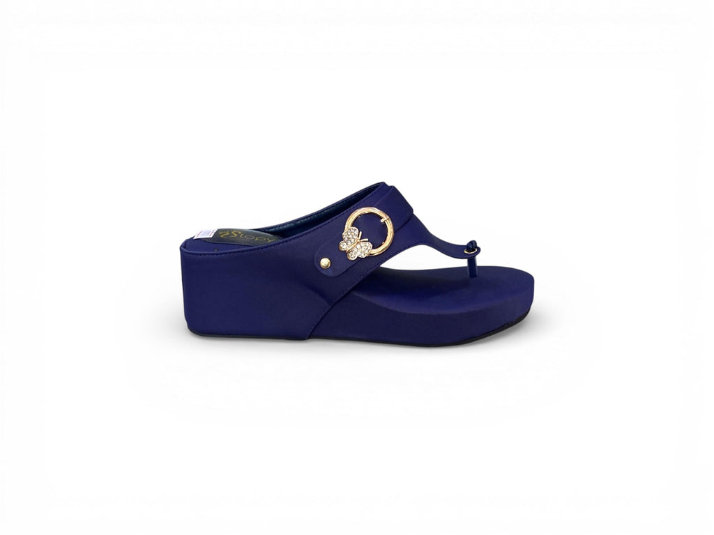 Butterfly-Buckle Wedge Sandals