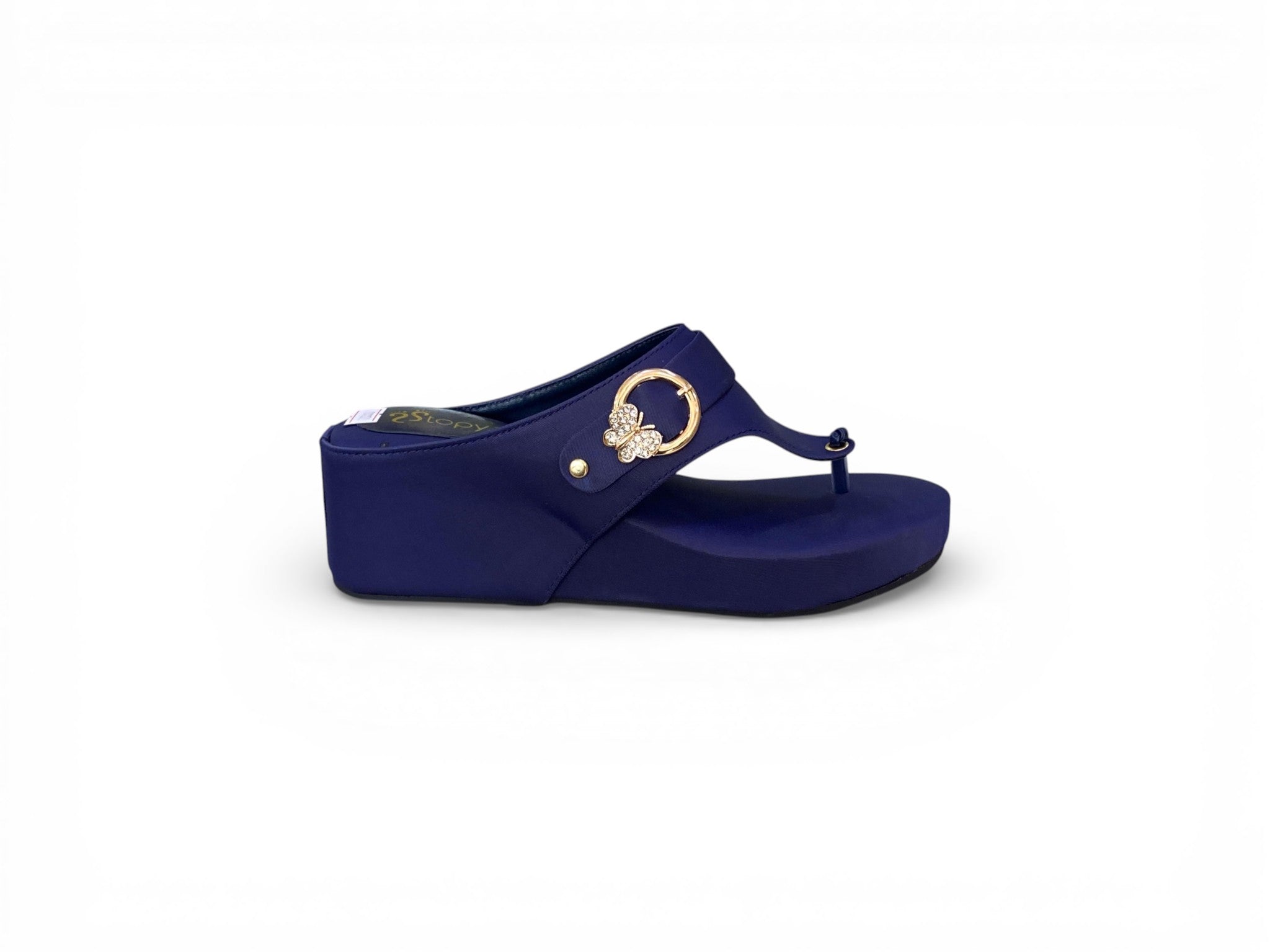 Butterfly-Buckle Wedge Sandals