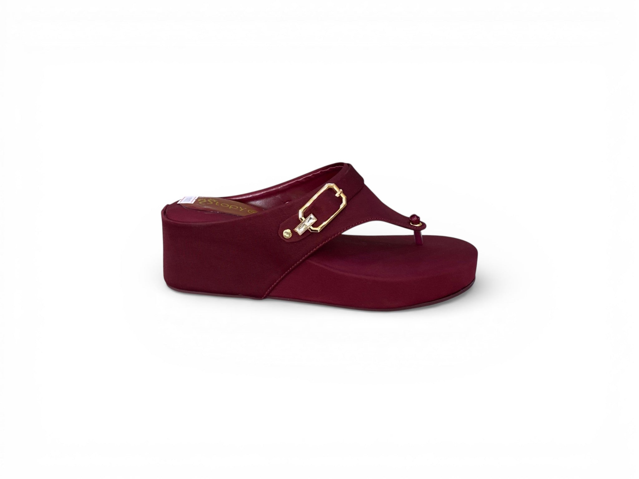 Butterfly-Buckle Wedge Sandals