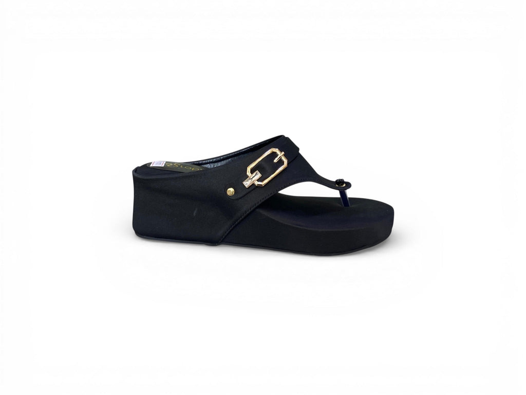 Butterfly-Buckle Wedge Sandals