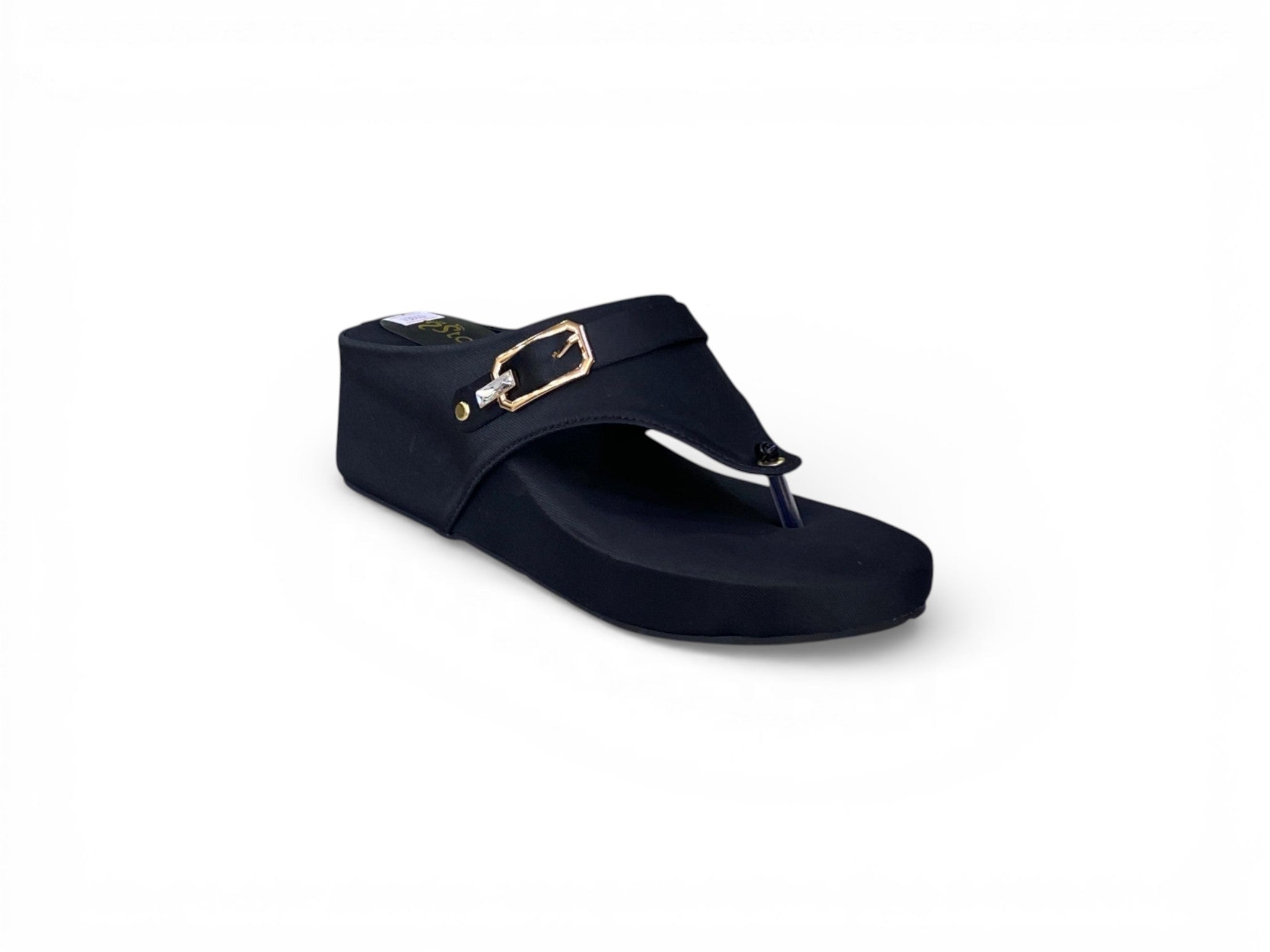Butterfly-Buckle Wedge Sandals