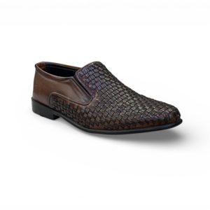 Metro Men's Tan Handwoven Leather Party Moccasins.