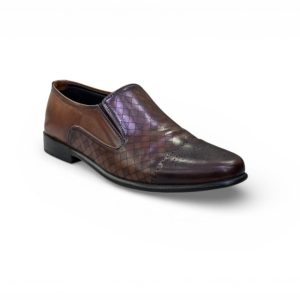 LA MARCA Men's Premium Leather Woven-Design Formal Slip-On Shoes.