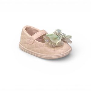 Elegant Quilted Floral Bow Party Pumps for Kids