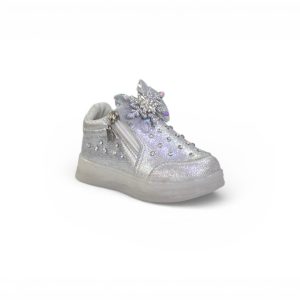 Girls' Rhinestone Sneakers with Side Zipper