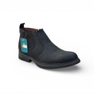 Classic Black Leather Side-Zip Chelsea Boots